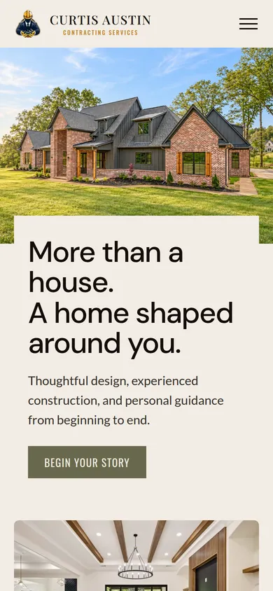 The live homesbycurtis.com homepage on a phone
