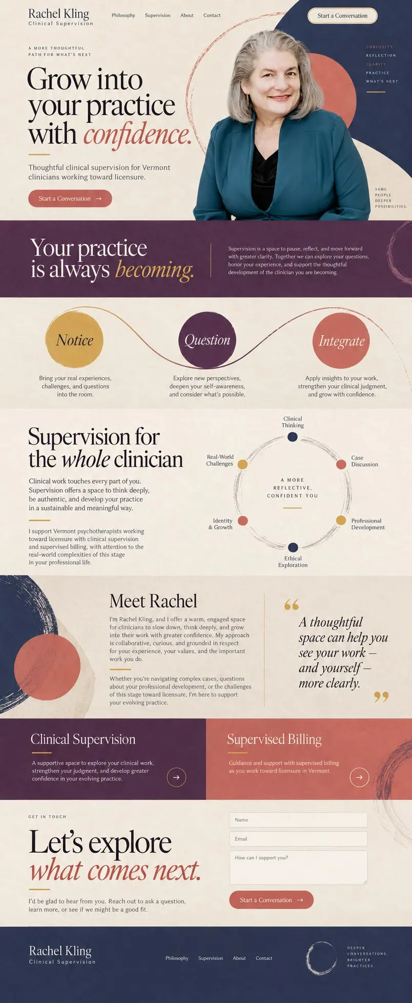The Evolving Clinician: the concept mockup for Rachel Kling