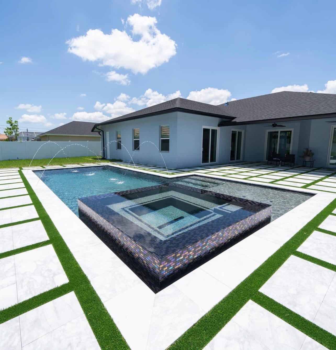 Stone coping and hardscape